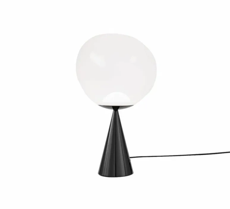 Lampe*Tom Dixon Lampe à poser, Melt Cone Fat, , LED, dim, 3000K, 800 lm, Ø25cm, H64,5cm - opal, noir