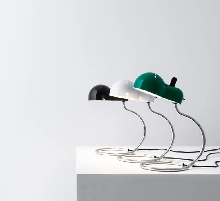 Lampe*Stilnovo Lampe à poser, Minitopo, , L19,4cm, H36cm - blanc et chrome