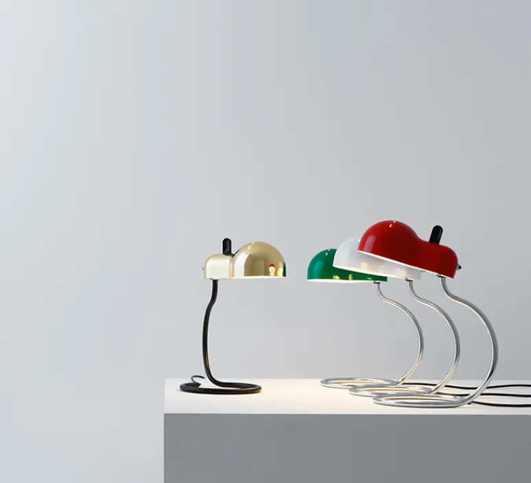 Lampe*Stilnovo Lampe à poser, Minitopo, , L19,4cm, H36cm - blanc et chrome