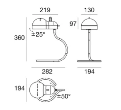 Lampe*Stilnovo Lampe à poser, Minitopo, , L19,4cm, H36cm - rouge