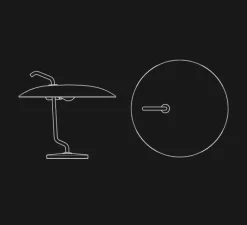 Lampe*Astep Lampe à poser, Model 537, , Ø40cm, H36cm - blanc et laiton