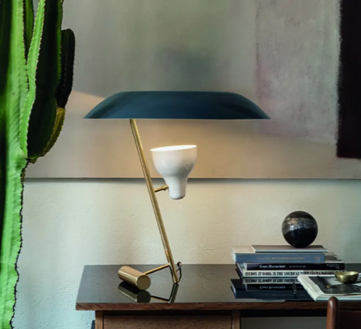 Lampe à poser, Model 548, gris, laiton, LED, 2700K, 738 lm, Ø50cm, H50cm - Astep