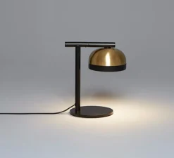 Enfants|Lampe*Tooy Lampe à poser, Molly, 556.31, dôme laiton brossé et bague noir texturé, IP40, LED, dim, 2700K, 800 lm, L17cm, H28cm - dome laiton brossé et bague noir texturé