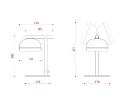 Enfants|Lampe*Tooy Lampe à poser, Molly, 556.31, dôme laiton brossé et bague noir texturé, IP40, LED, dim, 2700K, 800 lm, L17cm, H28cm - dome laiton brossé et bague noir texturé