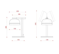 Lampe à poser, Molly, 556.31, dôme noir texturé et bague étain satiné, IP40, LED, dim, 2700K, 800 lm, L17cm, H28cm - Tooy