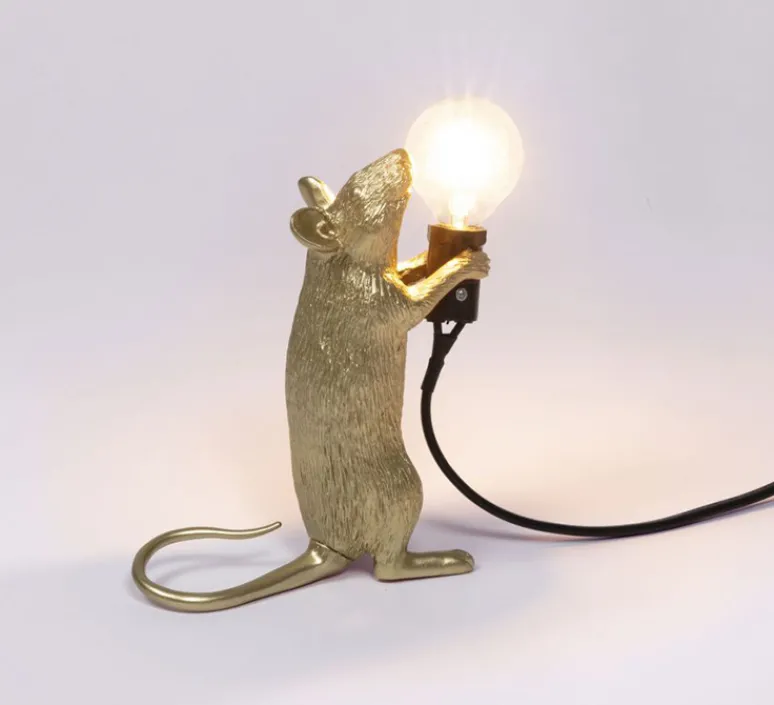 Lampe*Seletti Lampe à poser, Mouse Lamp Step Standing, , L6cm, H14,5cm - Souris, or, USB