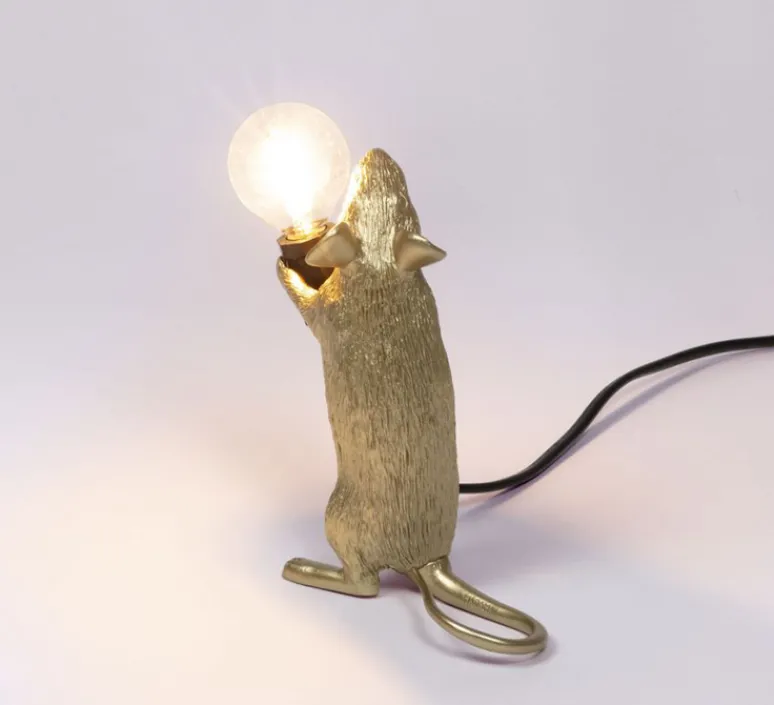 Lampe*Seletti Lampe à poser, Mouse Lamp Step Standing, , L6cm, H14,5cm - Souris, or, USB