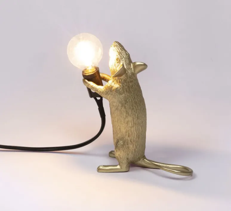 Lampe*Seletti Lampe à poser, Mouse Lamp Step Standing, , L6cm, H14,5cm - Souris, or, USB