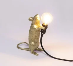 Lampe*Seletti Lampe à poser, Mouse Lamp Step Standing, , L6cm, H14,5cm - Souris, or, USB