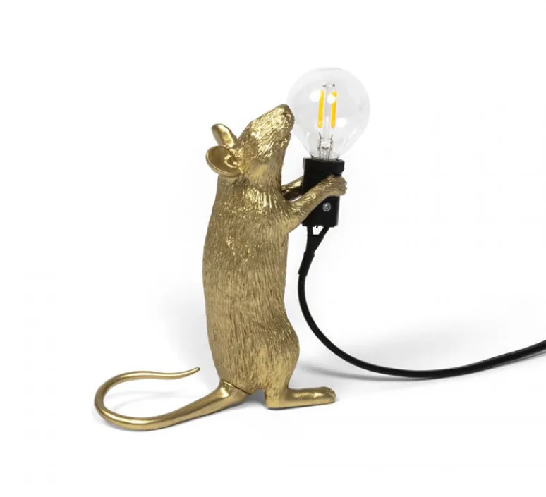 Lampe*Seletti Lampe à poser, Mouse Lamp Step Standing, , L6cm, H14,5cm - Souris, or, USB