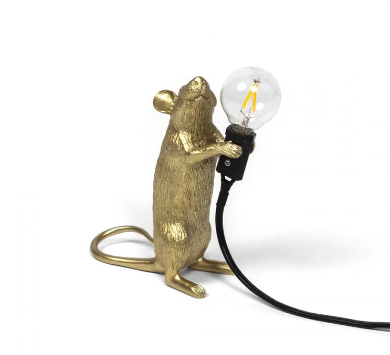 Lampe*Seletti Lampe à poser, Mouse Lamp Step Standing, , L6cm, H14,5cm - Souris, or, USB