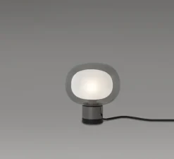 Lampe*Tooy Lampe à poser, Nabila 552.36, , IP40, Ø16cm, H17,5cm - noir matt, noir chromé et verre fumé