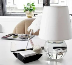 Lampe à poser, Nicole, Cristal, lin, Ø21,6cm, H32cm - Hudson Valley Lighting