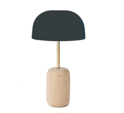 Lampe|Enfants*Hartô Lampe à poser, Nina, , chêne, laiton, Ø23cm, H41cm - gris ardoise