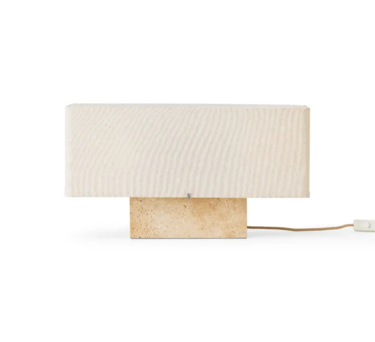 Lampe à poser, Nonna, Travertin, abat-jour sable, L56,5cm, H30cm - Audo Copenhagen