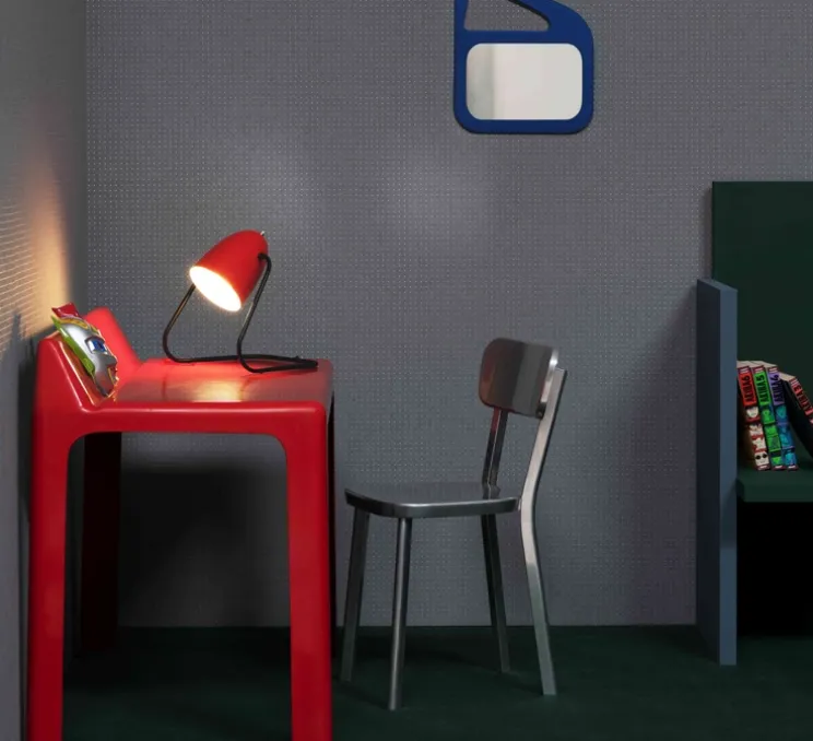 Lampe à poser ou applique murale, M3, Michel Mortier, rouge vermillon, L30,7cm, H33,8cm - Sammode