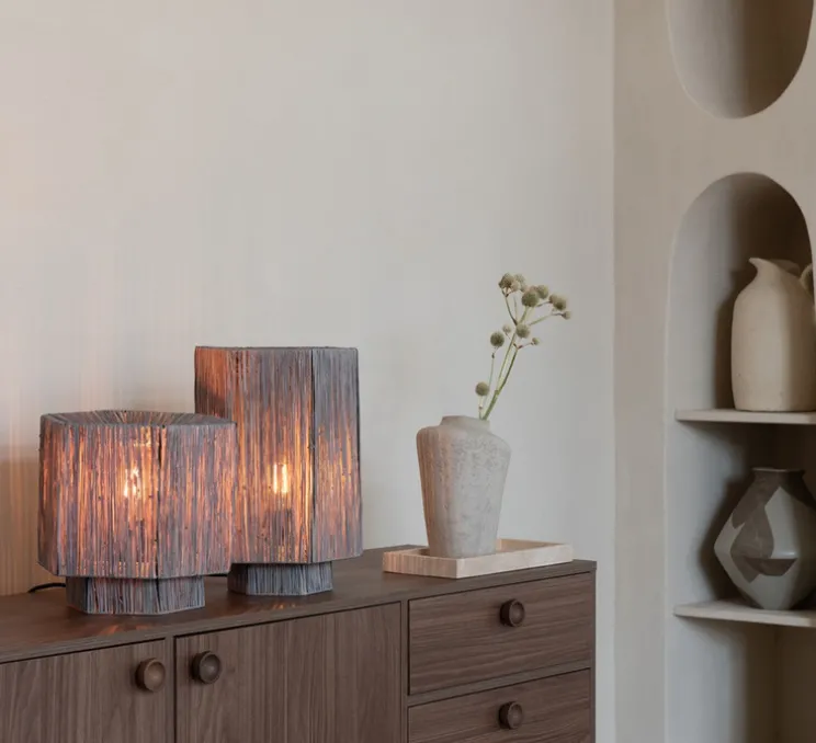 Lampe à poser, Panama L, gris, Ø24cm, H36cm - Good&Mojo