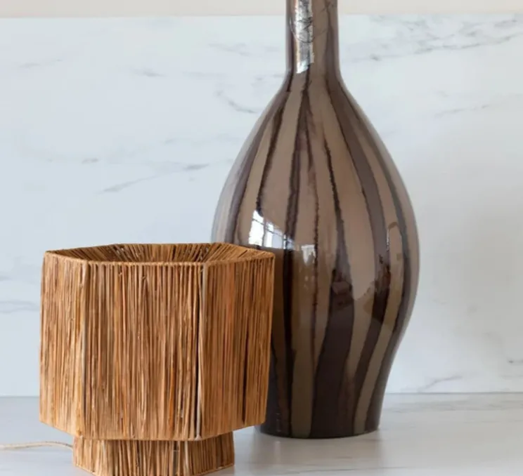 Lampe à poser, Panama S, marron, Ø28cm, H26cm - Good&Mojo