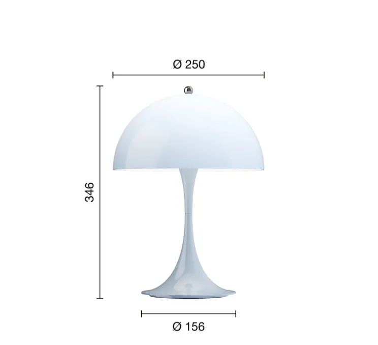 Lampe à poser, Panthella 250, bleu pâle opale, Ø25cm, H34,6cm - Louis Poulsen