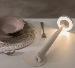 Lampe à poser, Papiria, blanc, LED, dim, 2700-3000-4000K, Ø12cm, H34cm - Karman