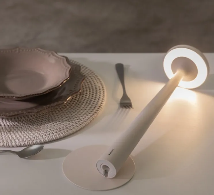 Lampe à poser, Papiria, blanc, LED, dim, 2700-3000-4000K, Ø12cm, H34cm - Karman