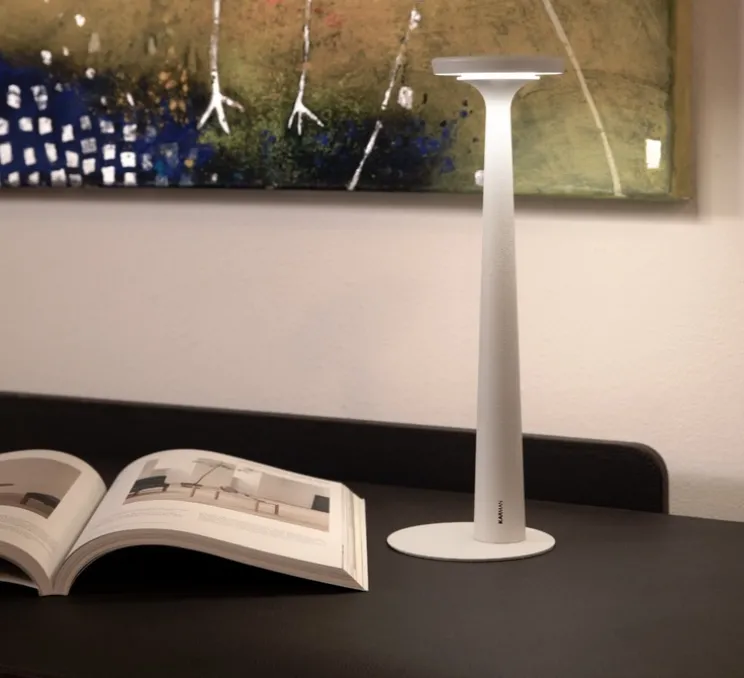 Lampe à poser, Papiria, blanc, LED, dim, 2700-3000-4000K, Ø12cm, H34cm - Karman