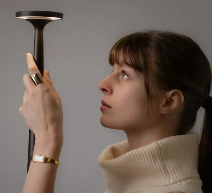 Lampe à poser, Papiria, brun foncé, LED, dim, 2700-3000-4000K, Ø12cm, H34cm - Karman