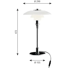 Lampe*Louis Poulsen Lampe à poser, PH 3/2, , Ø29cm, H47,2cm - chrome