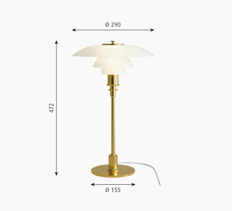 Lampe à poser, PH 3/2, laiton, Ø29cm, H47cm - Louis Poulsen