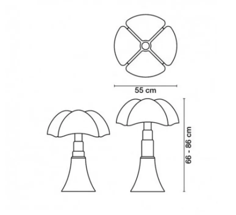 Lampe*Martinelli Luce Lampe à poser, PIPISTRELLO, foncé, dim, 2700K, 1400lm, Ø55cm, H86cm - Martinelli-luce Marron