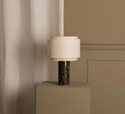 Lampe*Simone & Marcel Lampe à poser, Pipito Duoble, , Ø25cm, H39cm - Marbre Marron