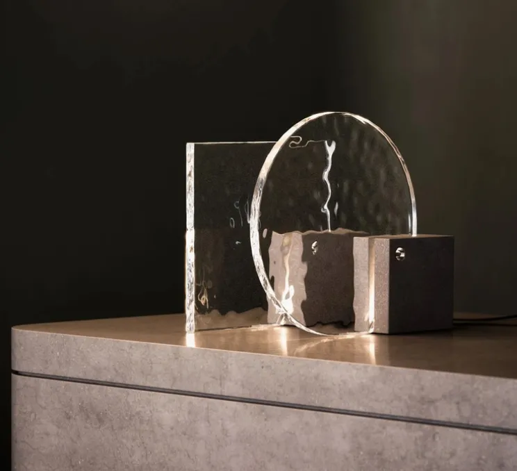 Lampe à poser, Plana F71 circulaire, transparent, LED, dim, 2700K, Ø35cm, H35cm - Fabbian