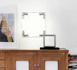 Lampe*Lumen Center Italia Lampe à poser, Quadro, , Led, 2700K, 2000lm, L60cm, H58cm - chrome, noir marquina