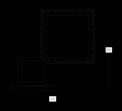 Lampe*Lumen Center Italia Lampe à poser, Quadro, , Led, 2700K, 2000lm, L60cm, H58cm - chrome, noir marquina