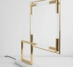 Lampe à poser, Quadro, laiton, marbre blanc, LED, dim, 2700k, 2000 lm, L60cm, H58cm - Lumen Center Italia