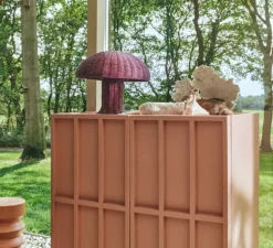 Lampe à poser, Rattan, burgundy, Ø34cm, H30cm - HK Living