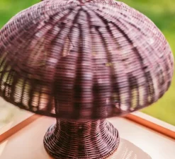 Lampe à poser, Rattan, burgundy, Ø34cm, H30cm - HK Living