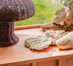 Lampe à poser, Rattan, burgundy, Ø34cm, H30cm - HK Living