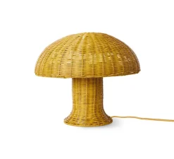 Lampe à poser, Rattan, moutarde, Ø34cm, H30cm - HK Living