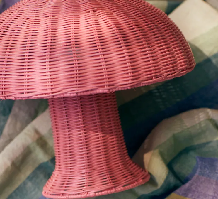 Lampe à poser, Rattan, rose, Ø34cm, H30cm - HK Living