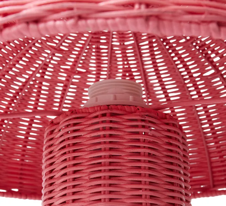 Lampe à poser, Rattan, rose, Ø34cm, H30cm - HK Living