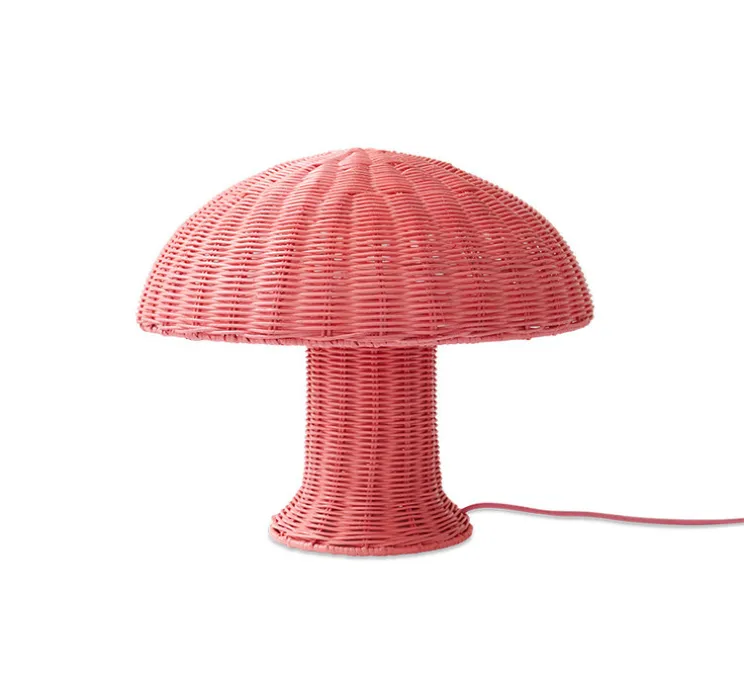 Lampe à poser, Rattan, rose, Ø34cm, H30cm - HK Living