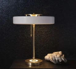 Lampe*Bert frank Lampe à poser, Revolve, , Ø35cm, H42cm - blanc, laiton