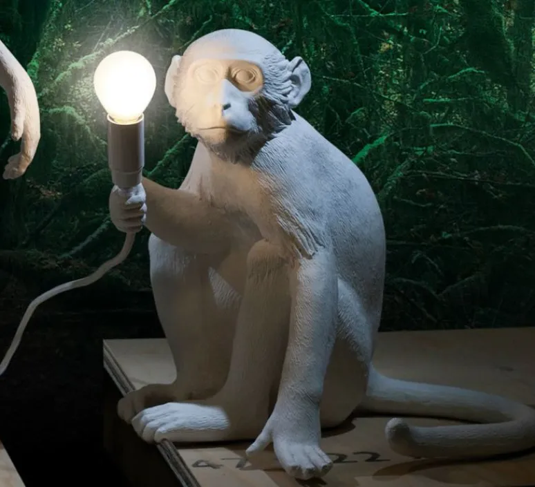 Lampe*Seletti Lampe à poser, Singe, Monkey Sitting, , H32cm - blanc