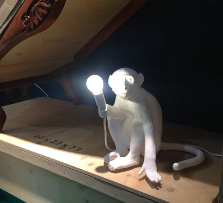 Lampe*Seletti Lampe à poser, Singe, Monkey Sitting, , H32cm - blanc