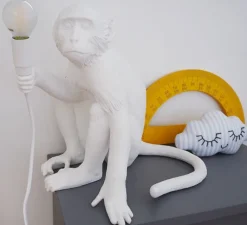 Lampe*Seletti Lampe à poser, Singe, Monkey Sitting, , H32cm - blanc