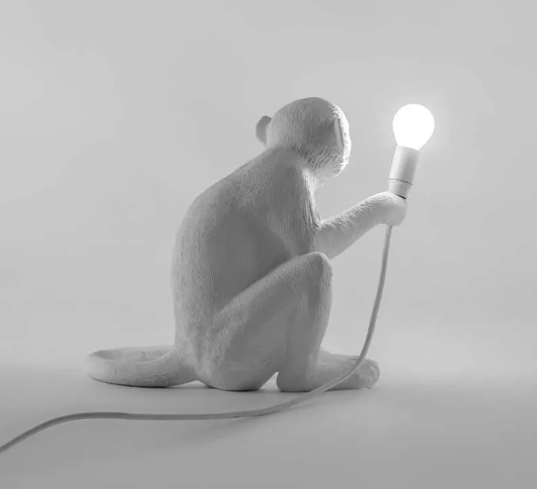 Lampe*Seletti Lampe à poser, Singe, Monkey Sitting, , H32cm - blanc