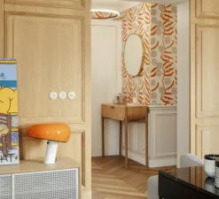 Lampe*Flos Lampe à poser, Snoopy, , Ø39,4cm, H36,9cm - orange, marbre blanc