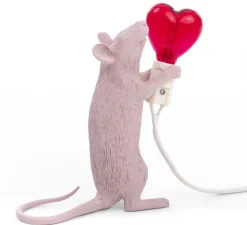 Lampe à poser, Souris, Mouse Lamp Step Standing Love Edition, rose, L13,3cm, H14,5cm - Seletti
