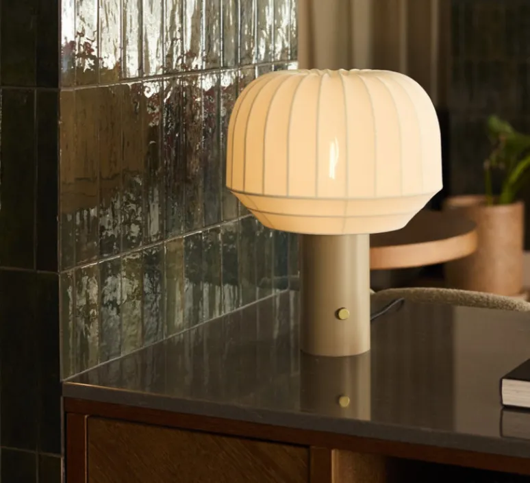 Lampe*Northern Lampe à poser, Table, Tradition, , Ø37cm, H49cm - Gris, beige